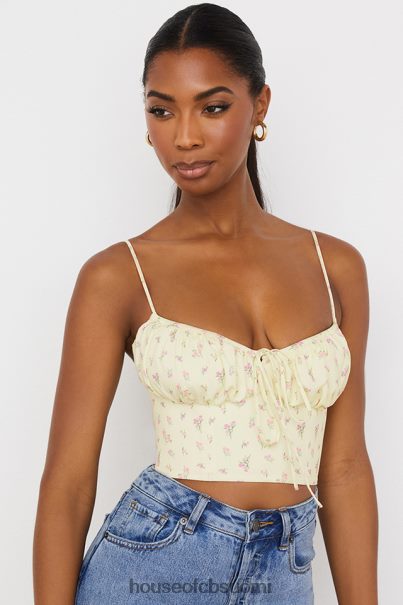 House of CB lilibeth lemon ditsy kukkainen kerätty bustier toppi Z000Z88 vaatetus