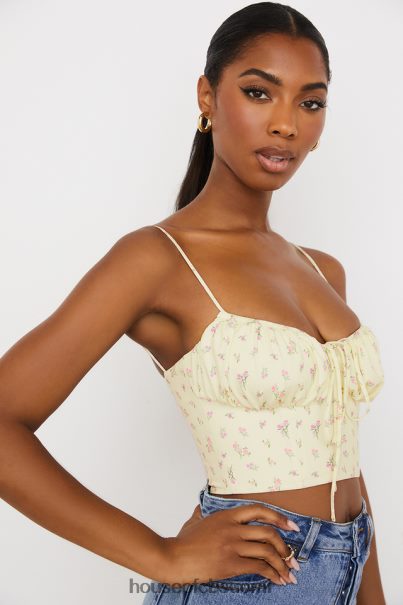 House of CB lilibeth lemon ditsy kukkainen kerätty bustier toppi Z000Z88 vaatetus