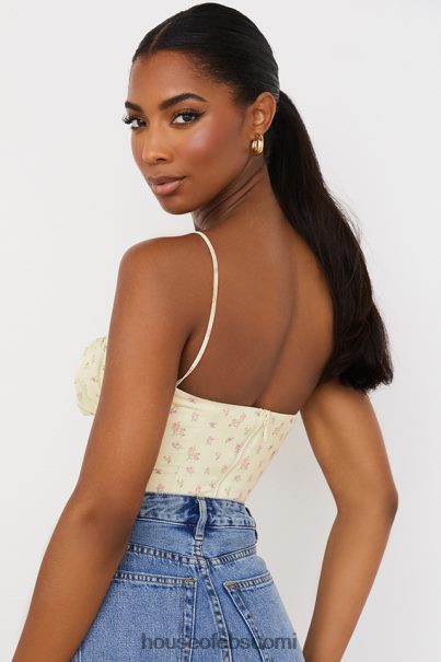 House of CB lilibeth lemon ditsy kukkainen kerätty bustier toppi Z000Z88 vaatetus