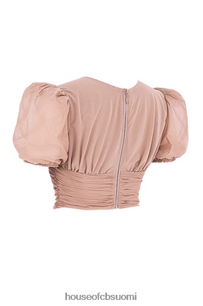 House of CB nora tan mesh puff sleeve rypytetty korsetti Z000Z90 vaatetus