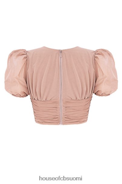House of CB nora tan mesh puff sleeve rypytetty korsetti Z000Z90 vaatetus