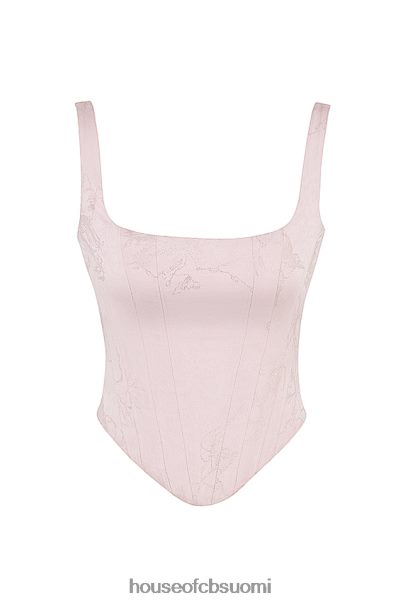 House of CB rafa pink kukkainen satiininen pitkäsiimakorsetti Z000Z34 vaatetus
