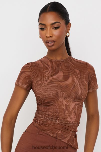 House of CB Claudie kaakaopyörrekuvioinen epäsymmetrinen t-paita Z000Z751 vaatetus