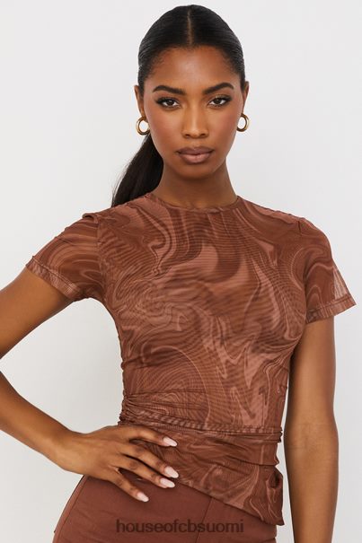 House of CB Claudie kaakaopyörrekuvioinen epäsymmetrinen t-paita Z000Z751 vaatetus