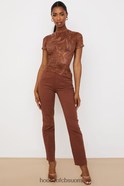 House of CB Claudie kaakaopyörrekuvioinen epäsymmetrinen t-paita Z000Z751 vaatetus
