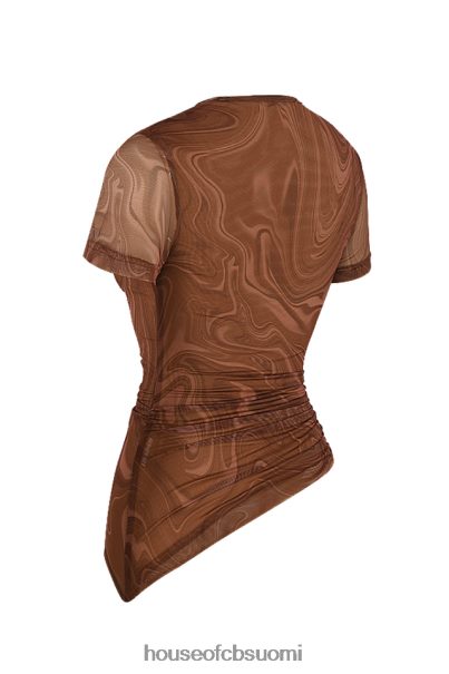 House of CB Claudie kaakaopyörrekuvioinen epäsymmetrinen t-paita Z000Z751 vaatetus