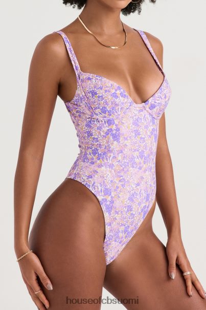 House of CB barcelona violetti kukkainen kaarimainen uimapuku Z000Z1201 vaatetus
